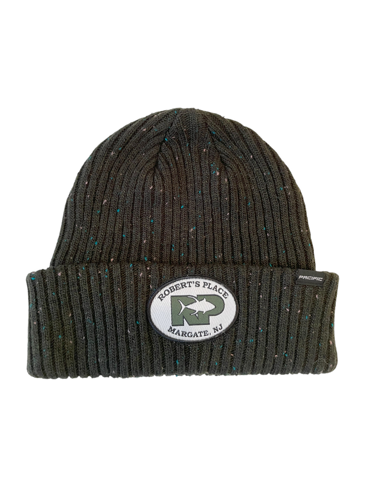 Robert's Place Olive Green Ribbed Beanie Hat